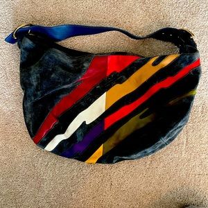 Rare Vintage COACH LE Brushstroke Suede Hobo